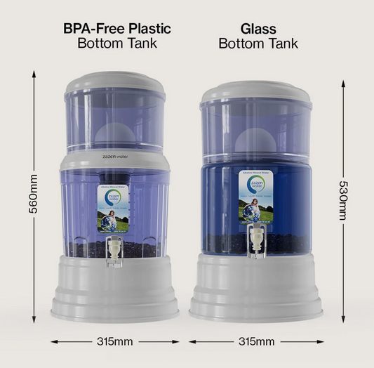 zazen Alkaline Water Filter System - BPA Free Plastic Bottom Tank